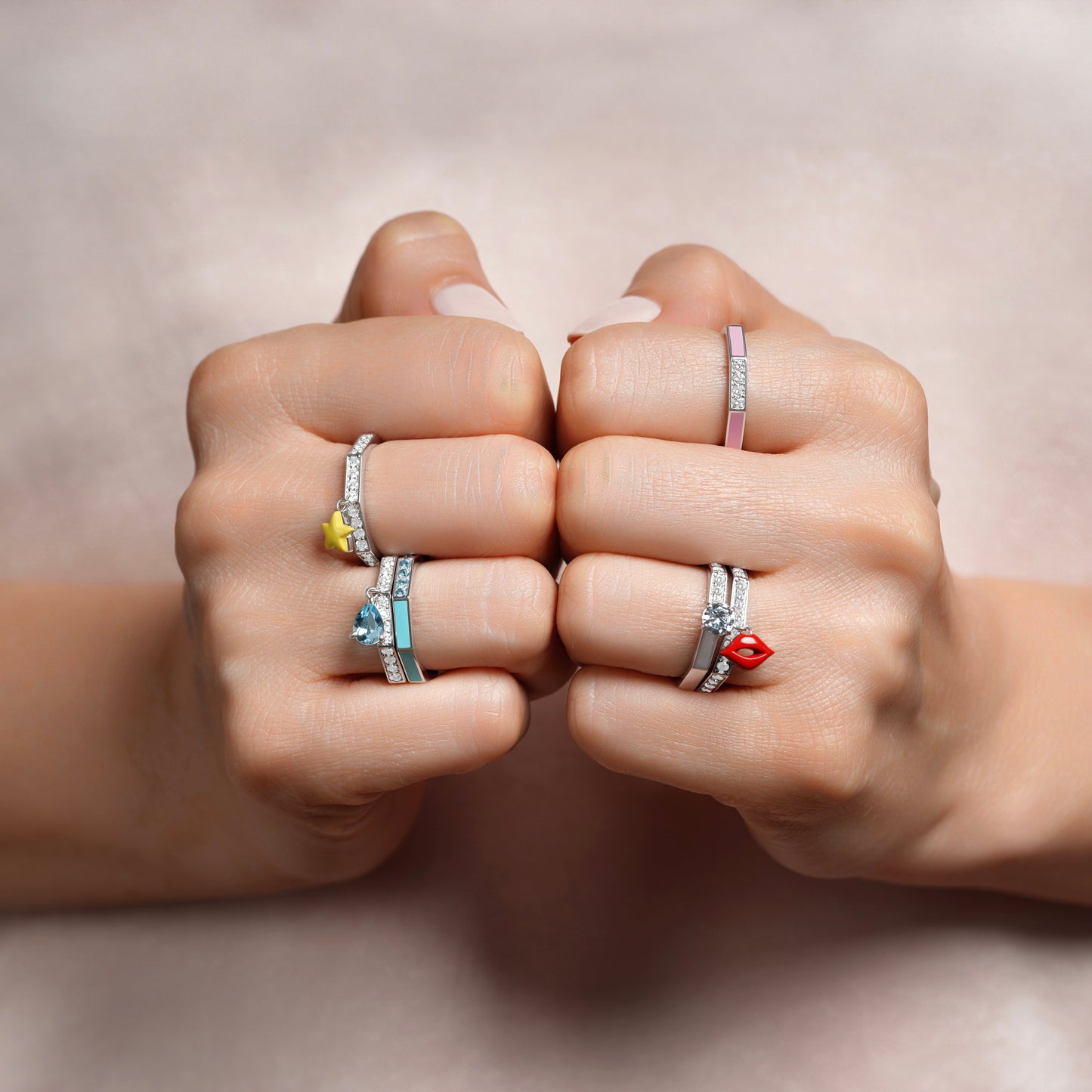 Fingers Crossed Pink White Gold