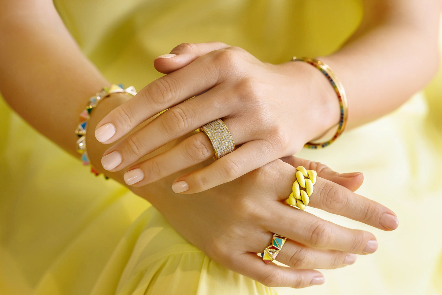 Me Wide Yellow Gold Diamond Ring