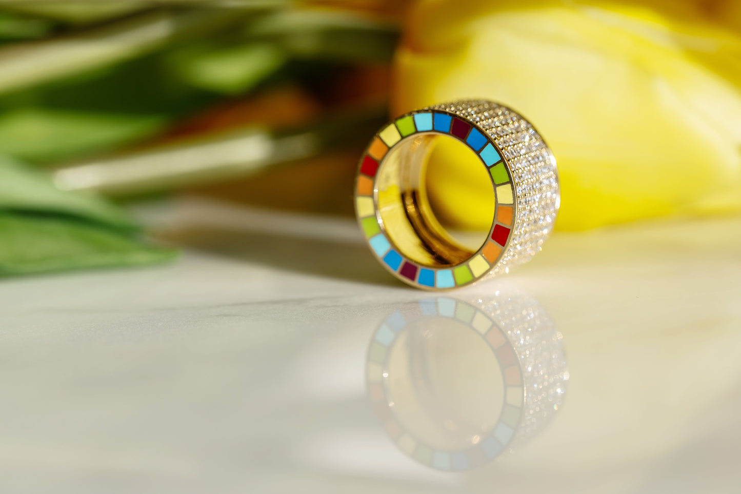 Me Wide Yellow Gold Diamond Ring